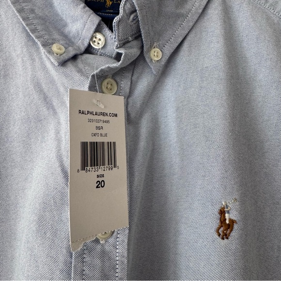 Polo Ralph Lauren Boy kids Oxford blue button down chambray logo shirt Sz 20 - Picture 5 of 7